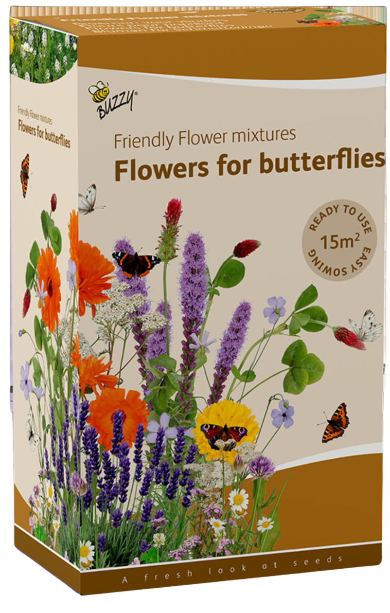 Buzzy Friendly Flowers Strooidoos - Vlinders Laag - 15 m²
