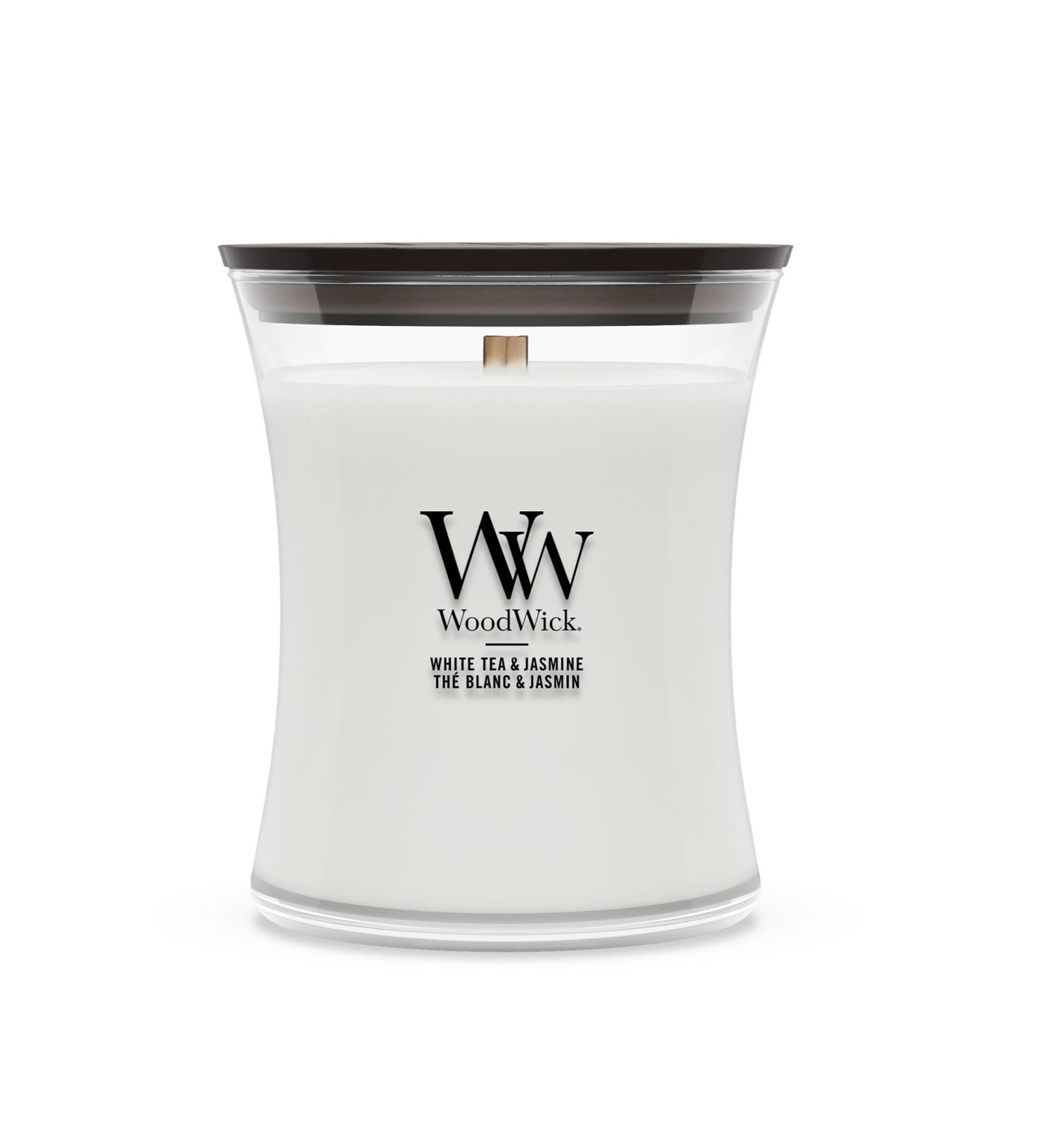 WoodWick geurkaars - Medium Hourglass - White Tea & Jasmine