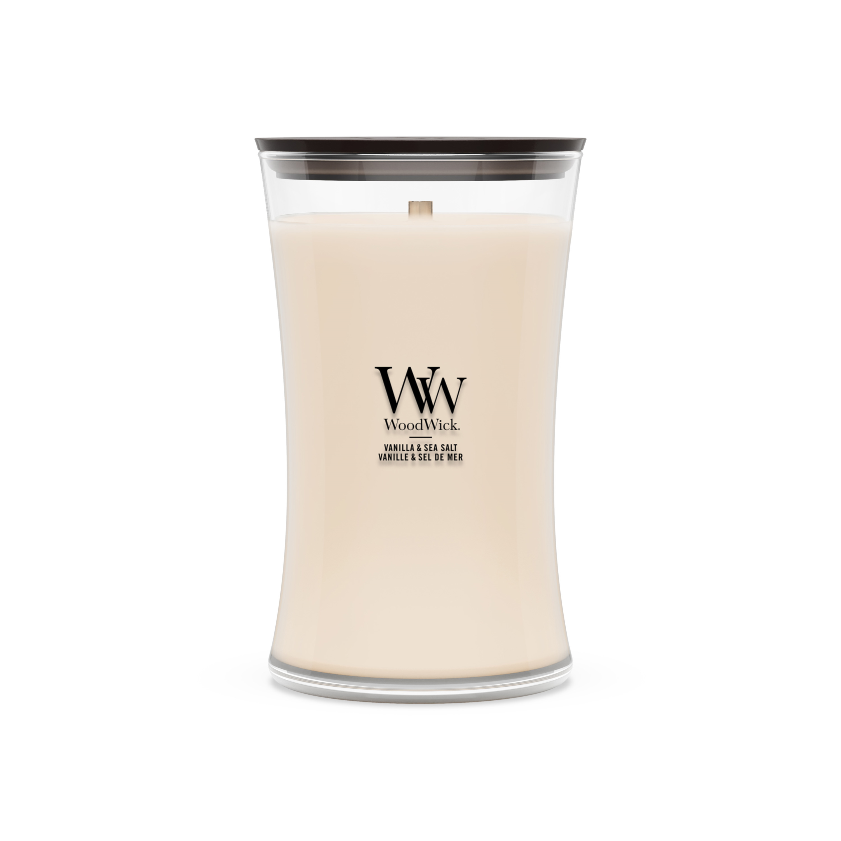 WoodWick geurkaars - Large Hourglass - Vanilla & Sea Salt