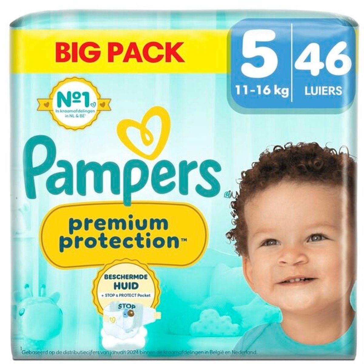 Pampers Premium Protection luiers - Maat 5 (11-16kg) - 46 stuks - Voordeelverpakking - Stop and Protect