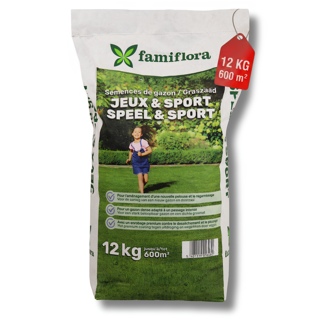 Famiflora graszaad 12kg tot 600m² - Speel & Sport - voor aanleg nieuw gazon
