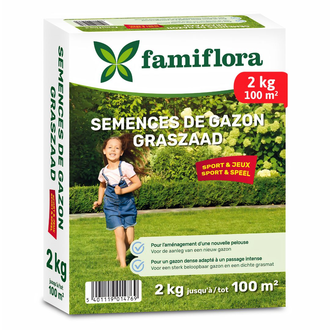 Famiflora graszaad 2kg tot 100m² - Speel & Sport - voor aanleg nieuw gazon