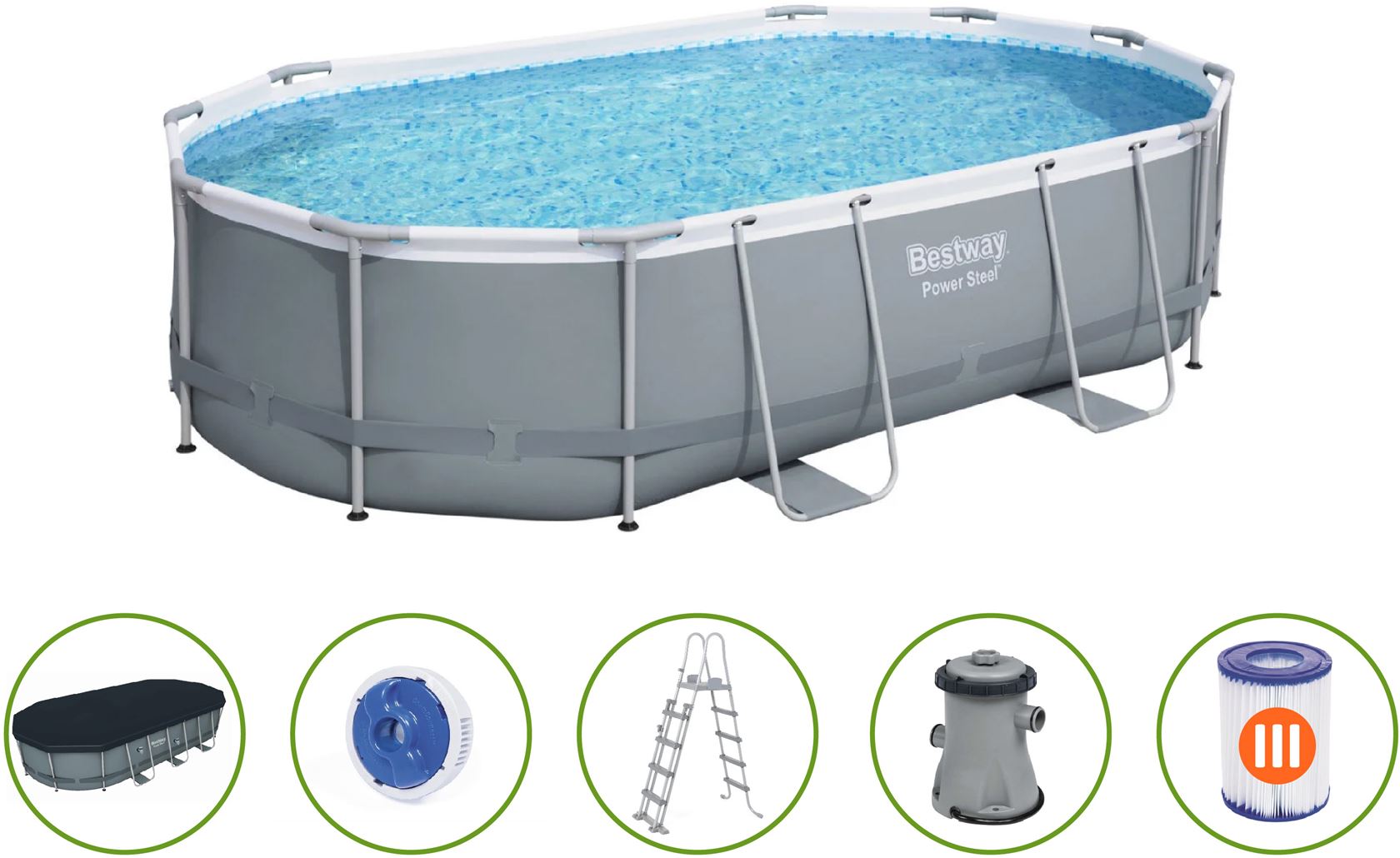 Bestway Power Steel opbouwzwembad - ovaal - L549 x B274 x H122 cm afbeelding