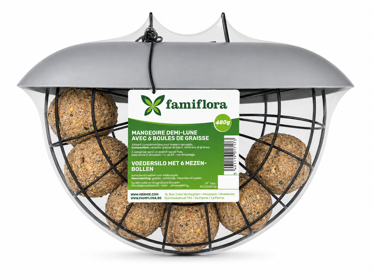 Famiflora Voedersilo met Mezenbollen - Buitenvogels - Inclusief 6 stuks - Makkelijk Vulbaar