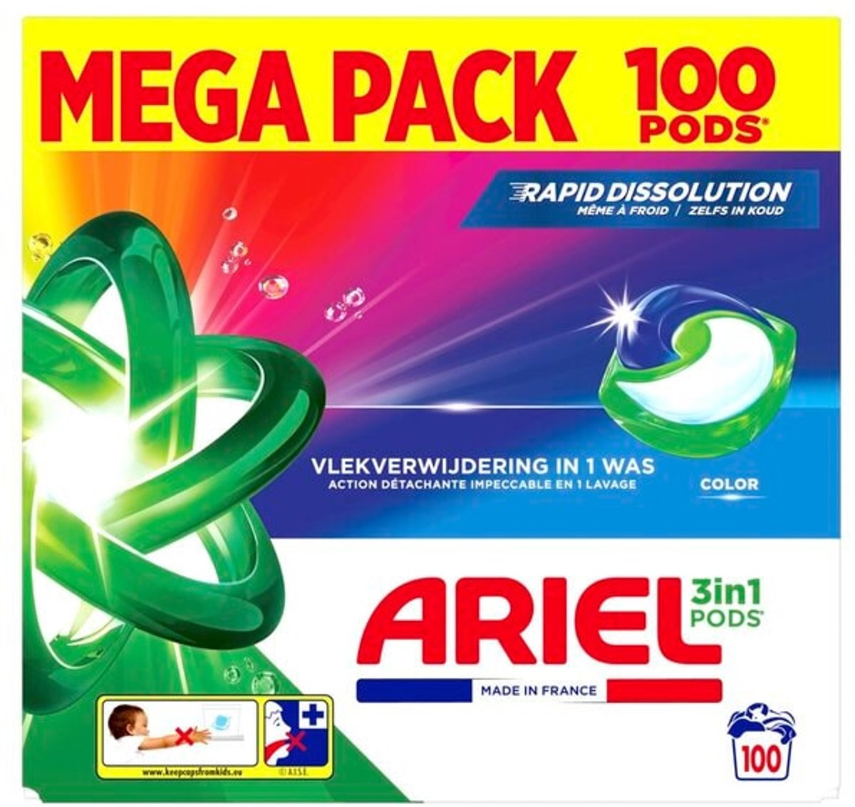 Ariel Color 3-in-1 Pods - Wasmiddel Capsules - 100 Stuks