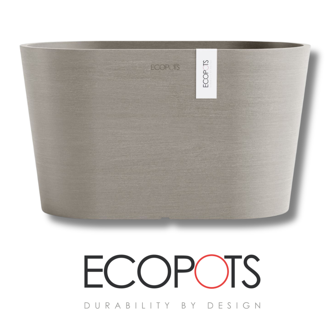Ecopots bloempot Tokyo 30 met waterreservoir - Ovaal - Taupe - 30 x 17 x H17 cm