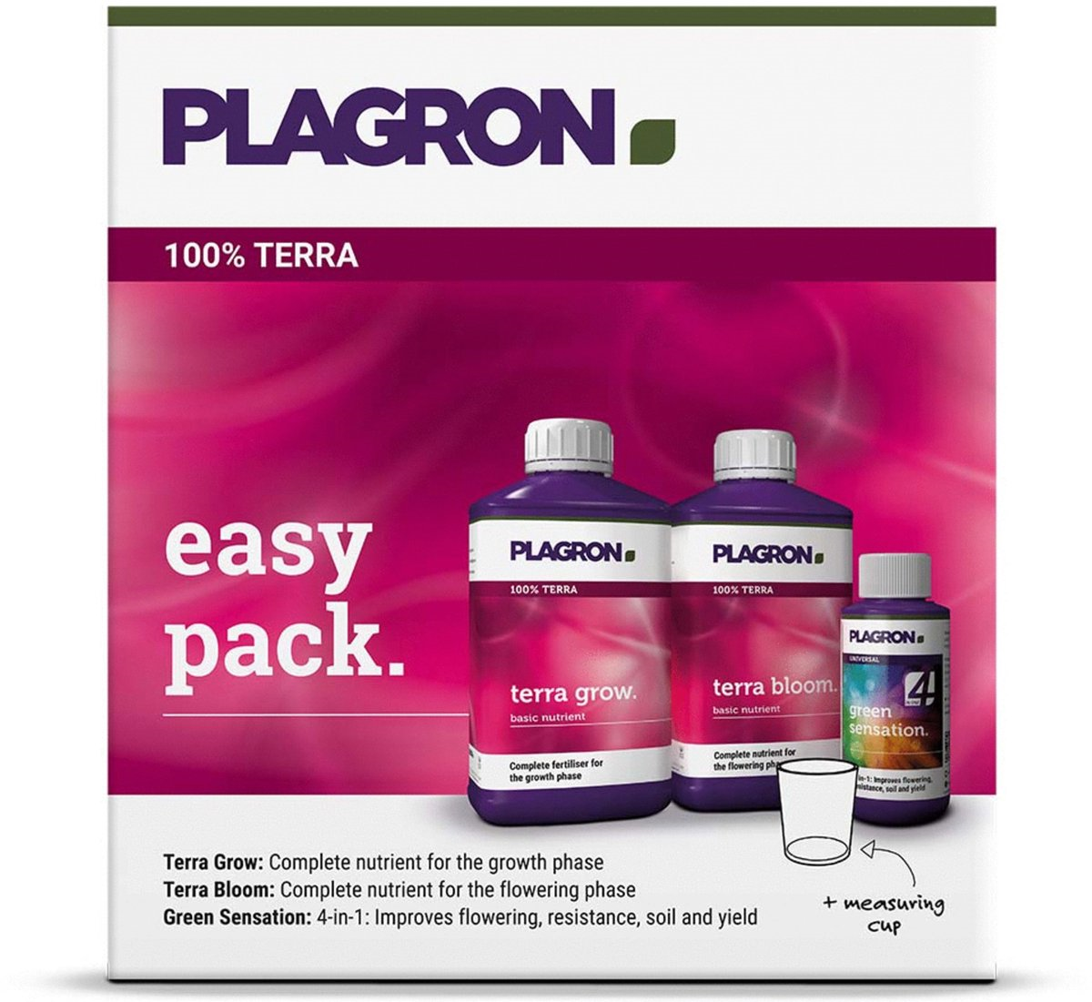 Plagron Easy Pack 100% TERRA Minerale voedingsset voor 4 planten - Voldoende voor hele cyclus - Snel resultaat - Inclusief kweekschema - Binnenkweek