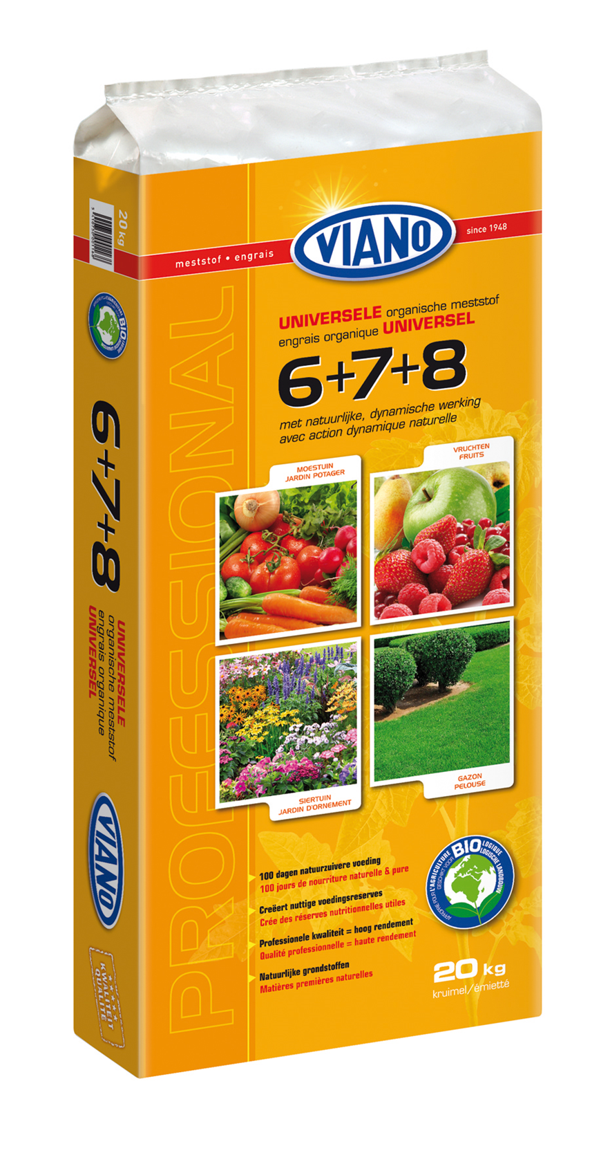 Viano gazonmeststof 20 kg voor 200 m² - 6+7+8  met bacteriën (BIO) afbeelding