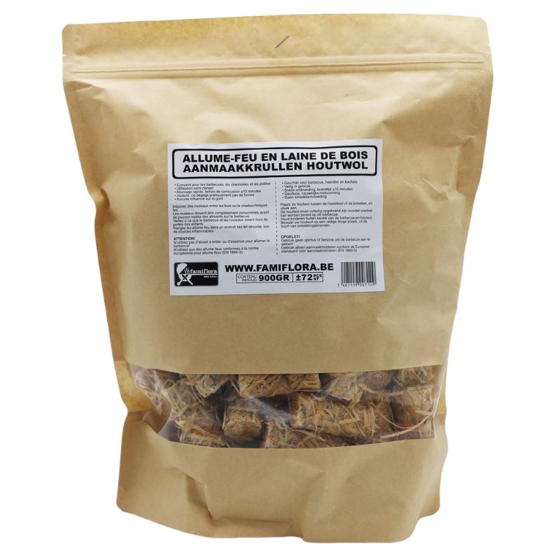 Famiflora houtwol aanmaakkrullen - 900 gram (ca. 72 stuks) afbeelding