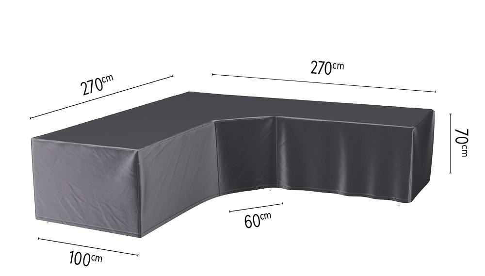 Platinum Aerocover loungesethoes trapeze - Ademende hoes voor loungeset (L-vorm) met grote hoek of trapeze hoek en hoge rug 270 x 270 x 100 x 70cm