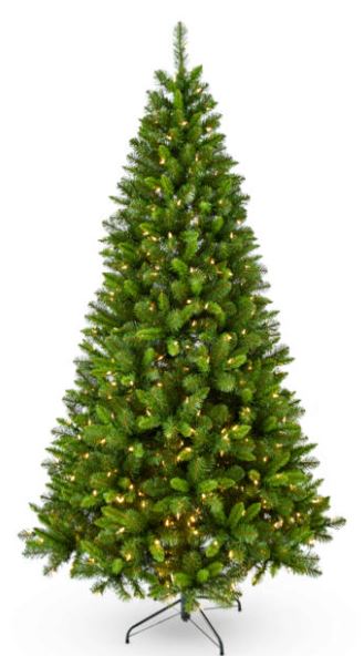 Akron Hinged verlichte kunstkerstboom - 183 cm - Groen -Ø99 cm - 684 tips - 300 ledlampjes (warm wit) - Metalen voet afbeelding