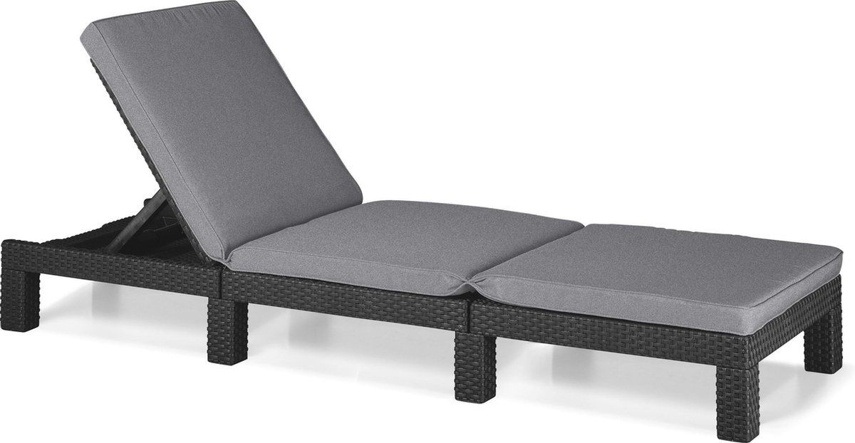 Allibert ligbed Daytona antraciet/grafiet - Wickerdesign - Ligbed en kussen - 195 x 65 x 22 cm afbeelding