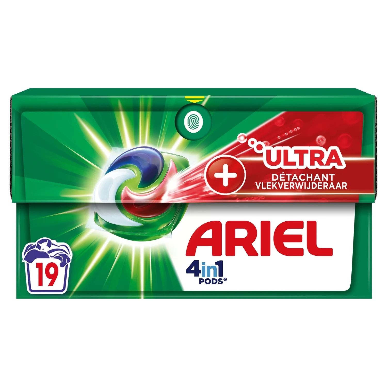 Ariel 4-in-1 pods met Ultra vlekverwijderaar - 19 wasbeurten (488,3 gram) - Wasmiddel capsules afbeelding