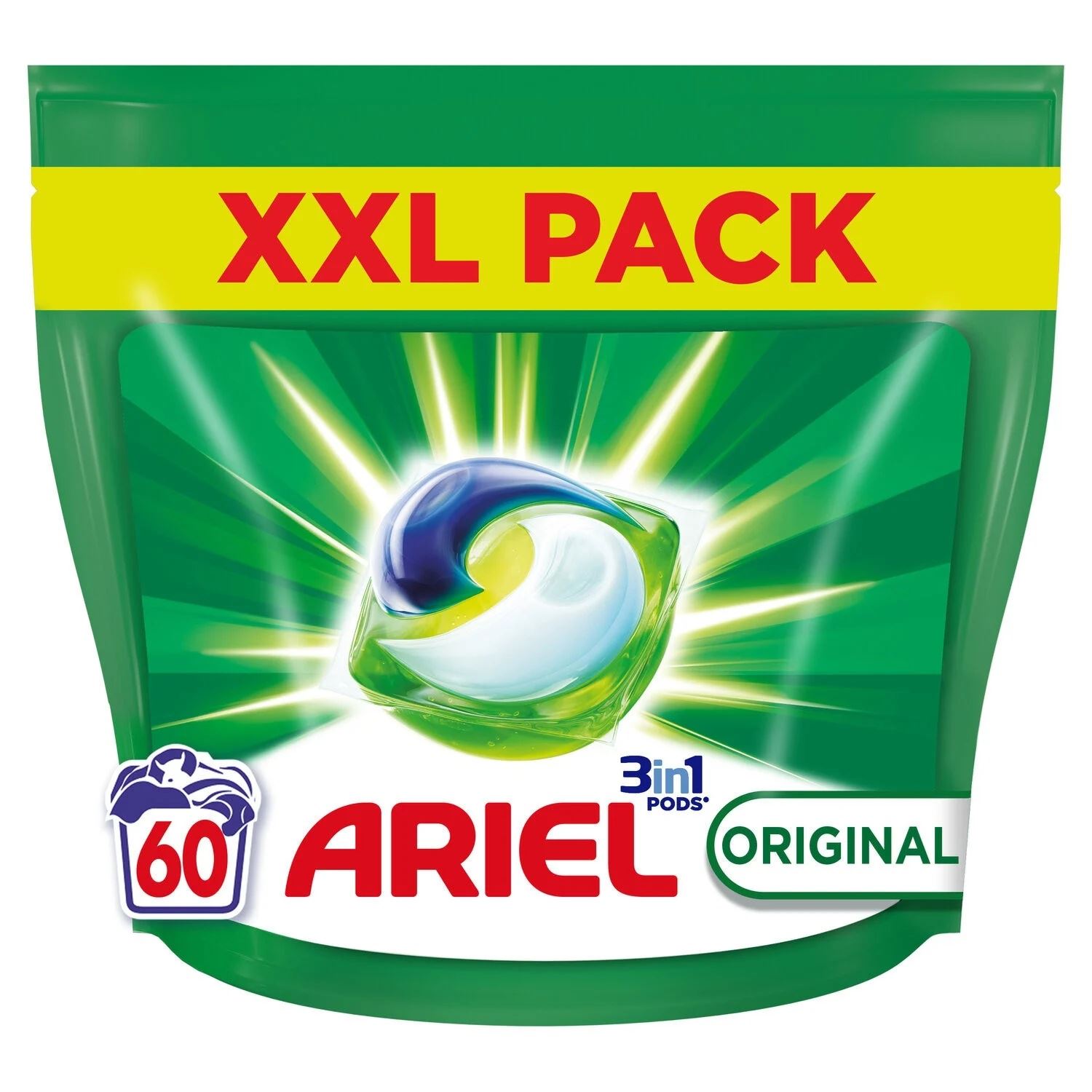 Ariel Original All-in-1 Pods - 60 wascapsules– Krachtige reiniging in een kleine capsule afbeelding