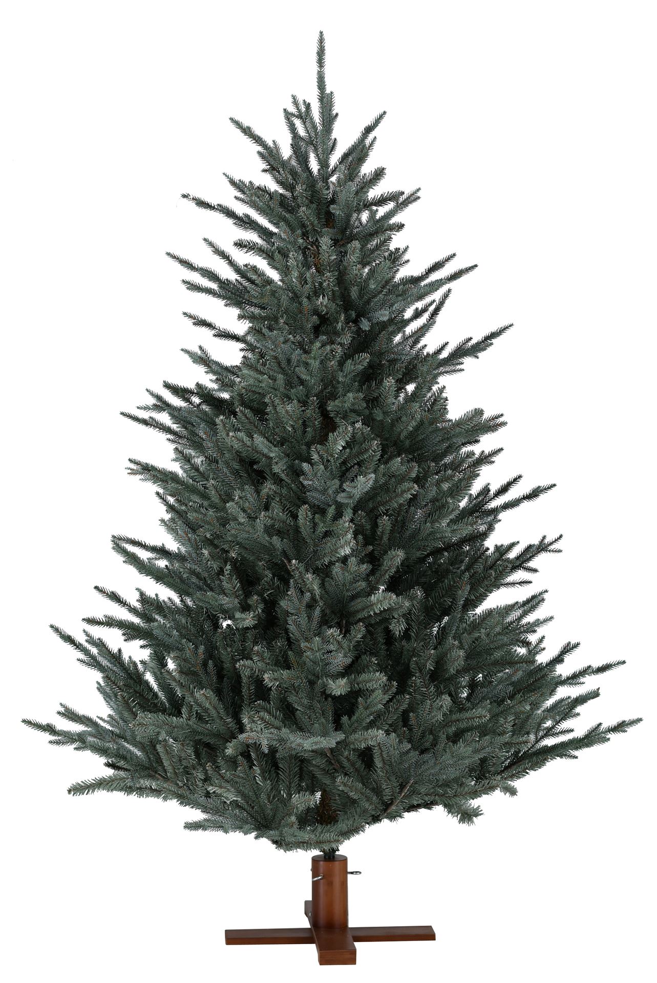 Arkansas Frosted Blue kunstkerstboom - 228 cm - Blauw - Diameter 150 cm - 3350 tips - Houten voet