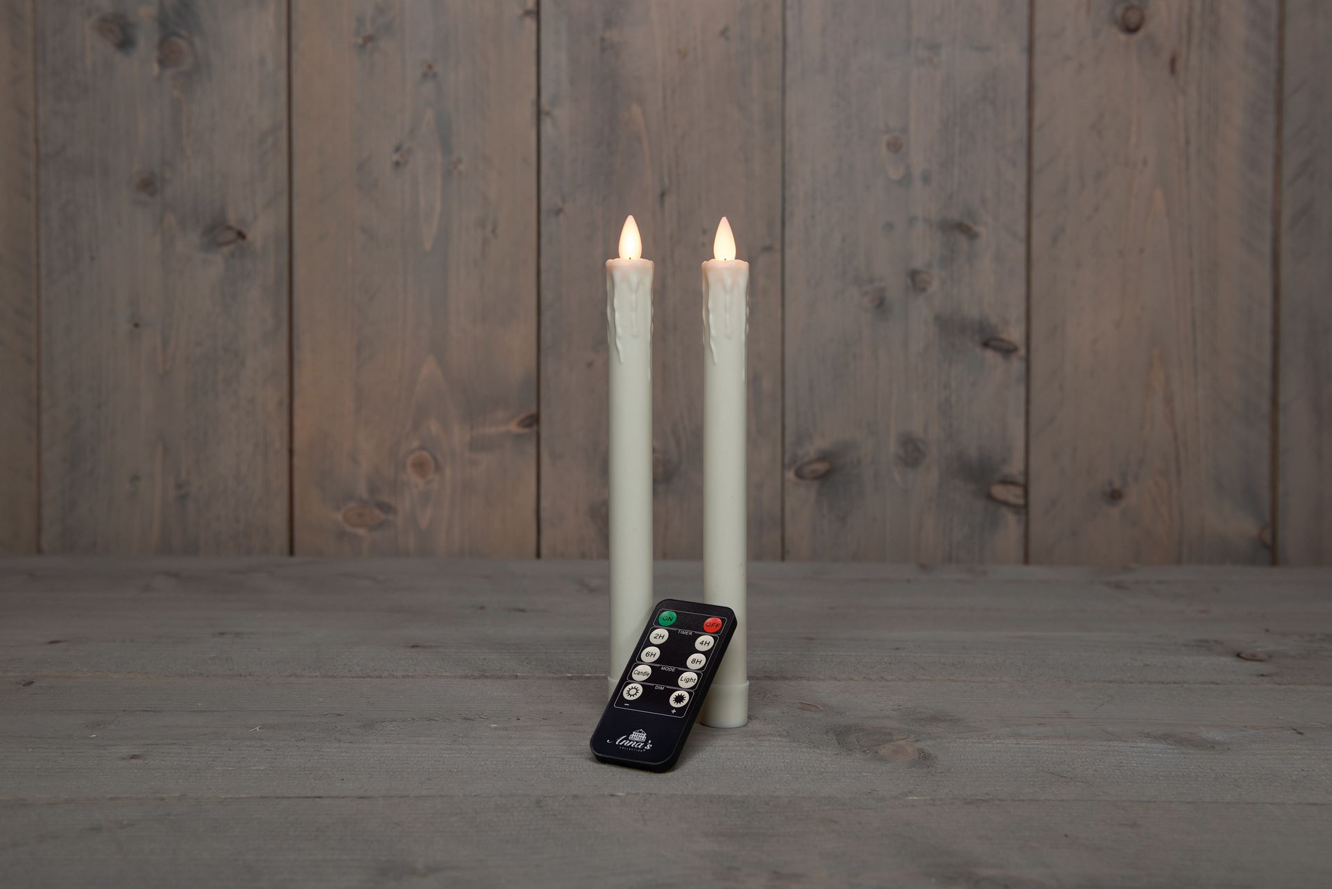 Anna's Collection - Led druipkaars - ivoor - H 23cm - set van 2 stuks - met afstandsbediening