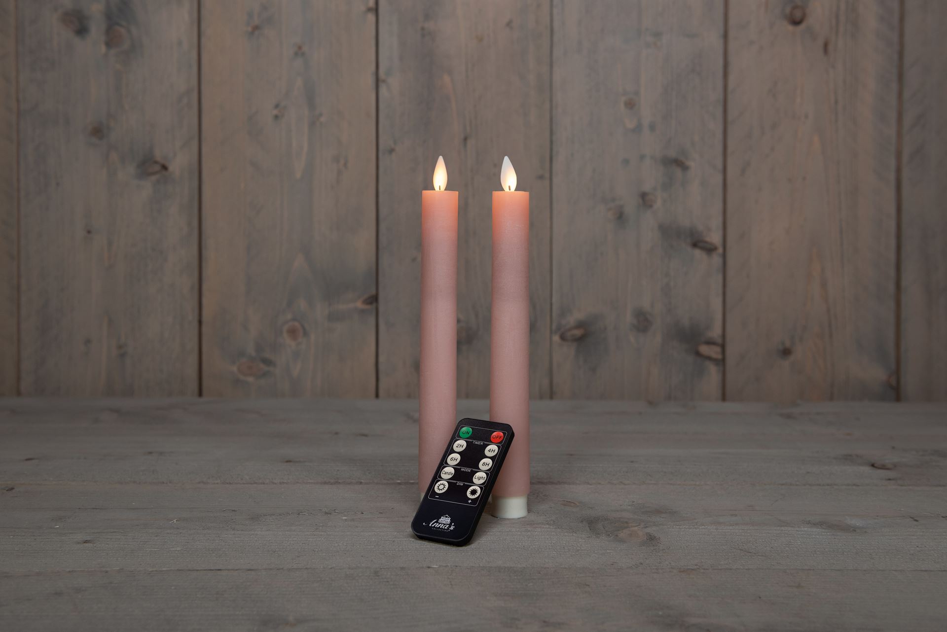 Anna's Collection - Led dinerkaars - roze - H 23cm - set van 2 stuks - met afstandsbediening afbeelding