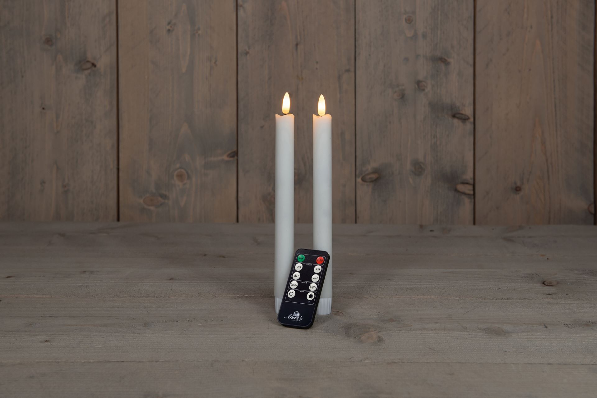 Anna's Collection - Led dinerkaars - wit - H 23cm - set van 2 stuks - met afstandsbediening afbeelding