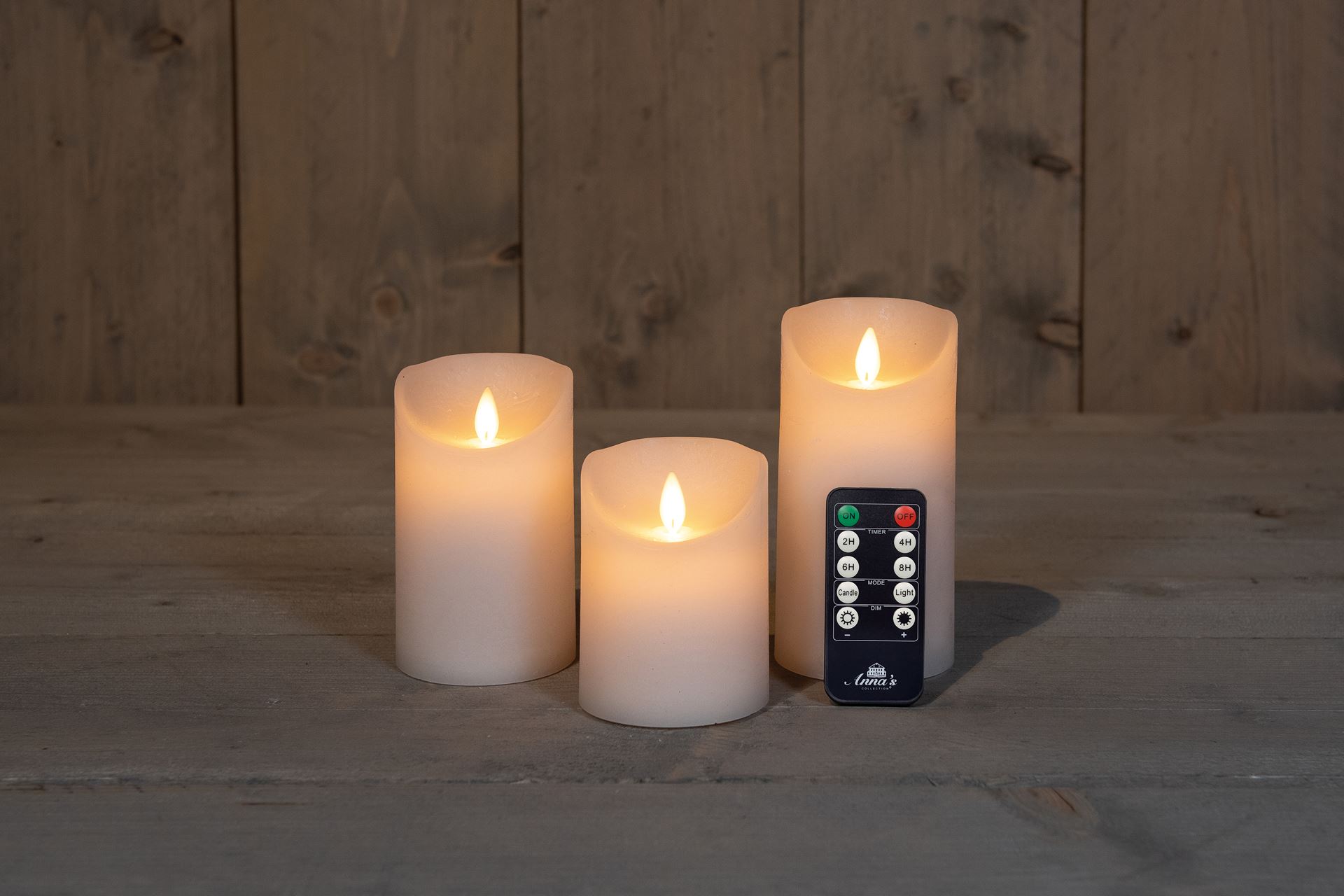 Anna's Collection - Ledkaarsen wit - set van 3 stuks - diverse groottes - met afstandsbediening afbeelding