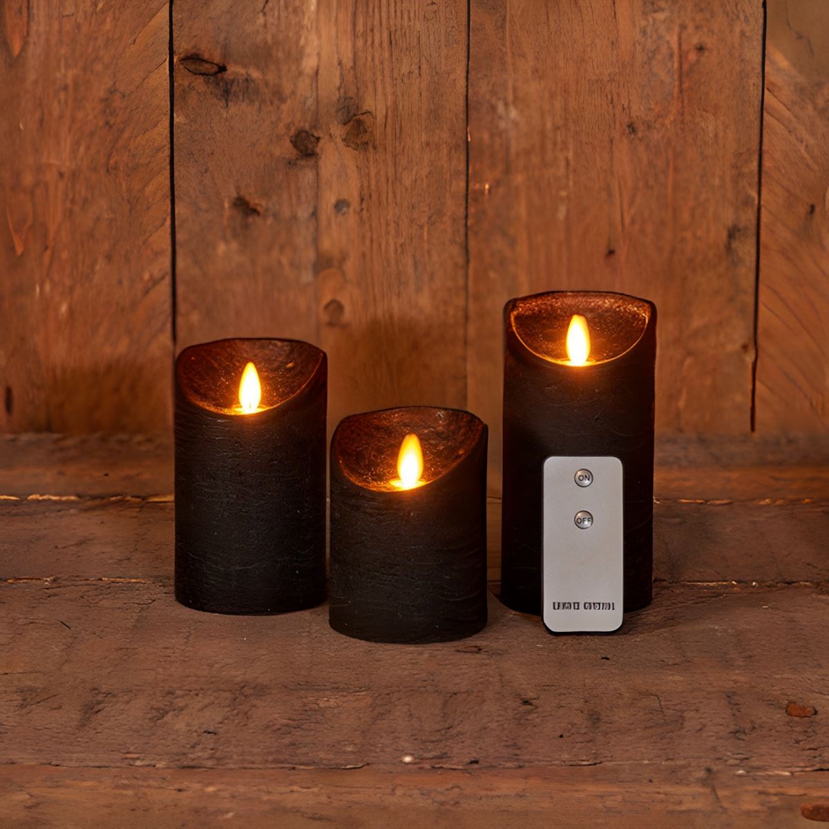 Anna's Collection - Ledkaarsen zwart - set van 3 stuks - diverse groottes - met afstandsbediening afbeelding