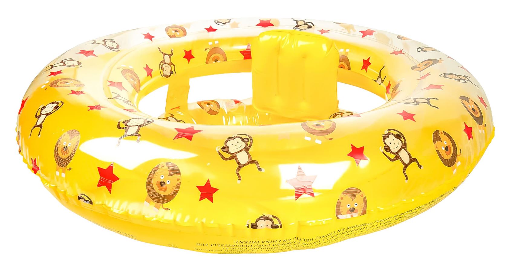 Swim Essentials opblaasbare baby float/babyzitje - geel met circusdieren - 0-1 jaar - Diameter 69cm