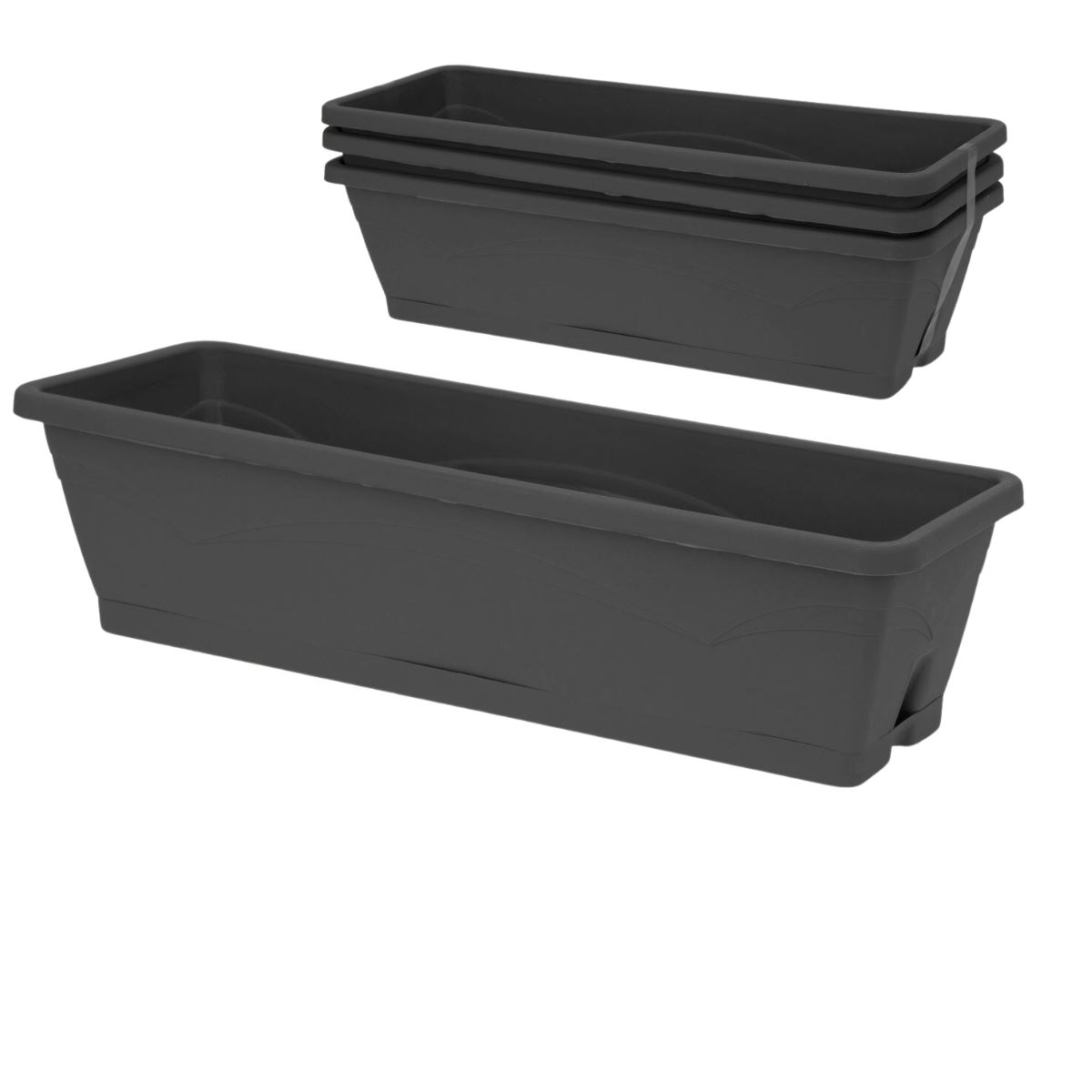 Rechthoekige bloembak voor balkon - Cementgrijs - Set van 3 - 3 x 6L - 50x15x12cm afbeelding
