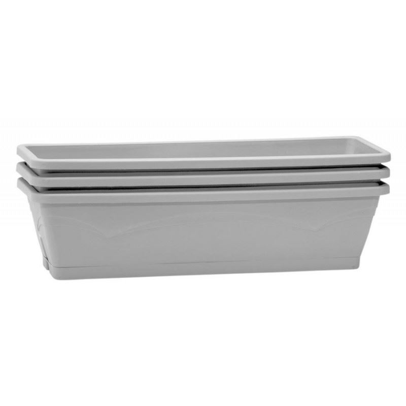 Rechthoekige bloembak voor balkon - Cementgrijs - Set van 3 - 3 x 6L - 50x15x12cm afbeelding