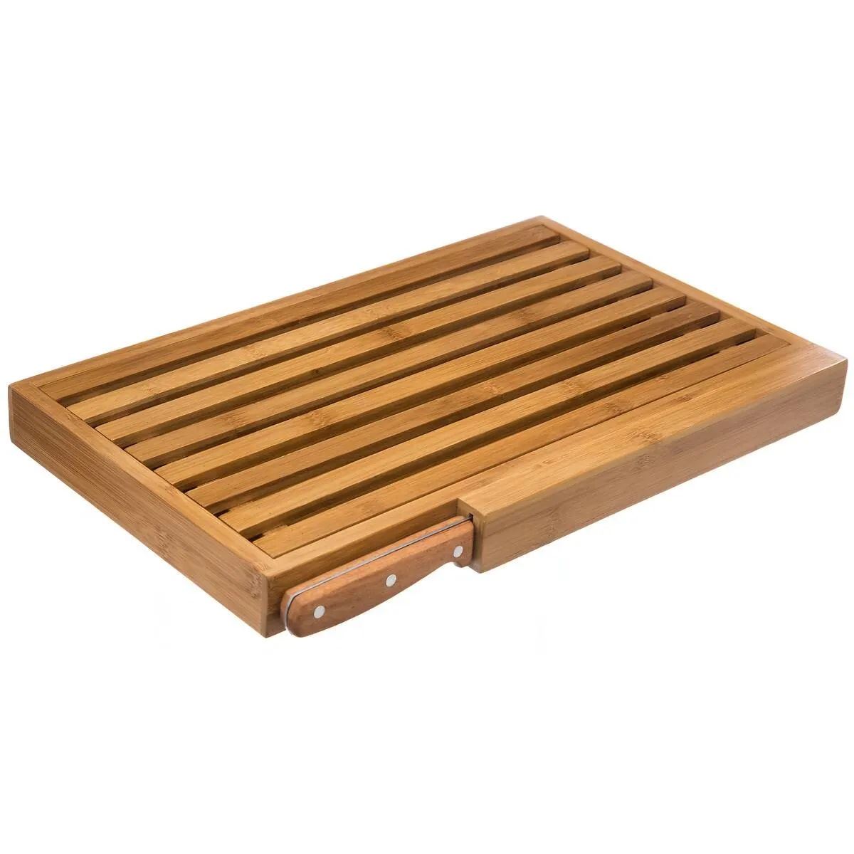 5Five Broodsnijplank + Mes 44x27 cm - Keukenplank - Kruimelopvang - Inclusief Broodmes afbeelding