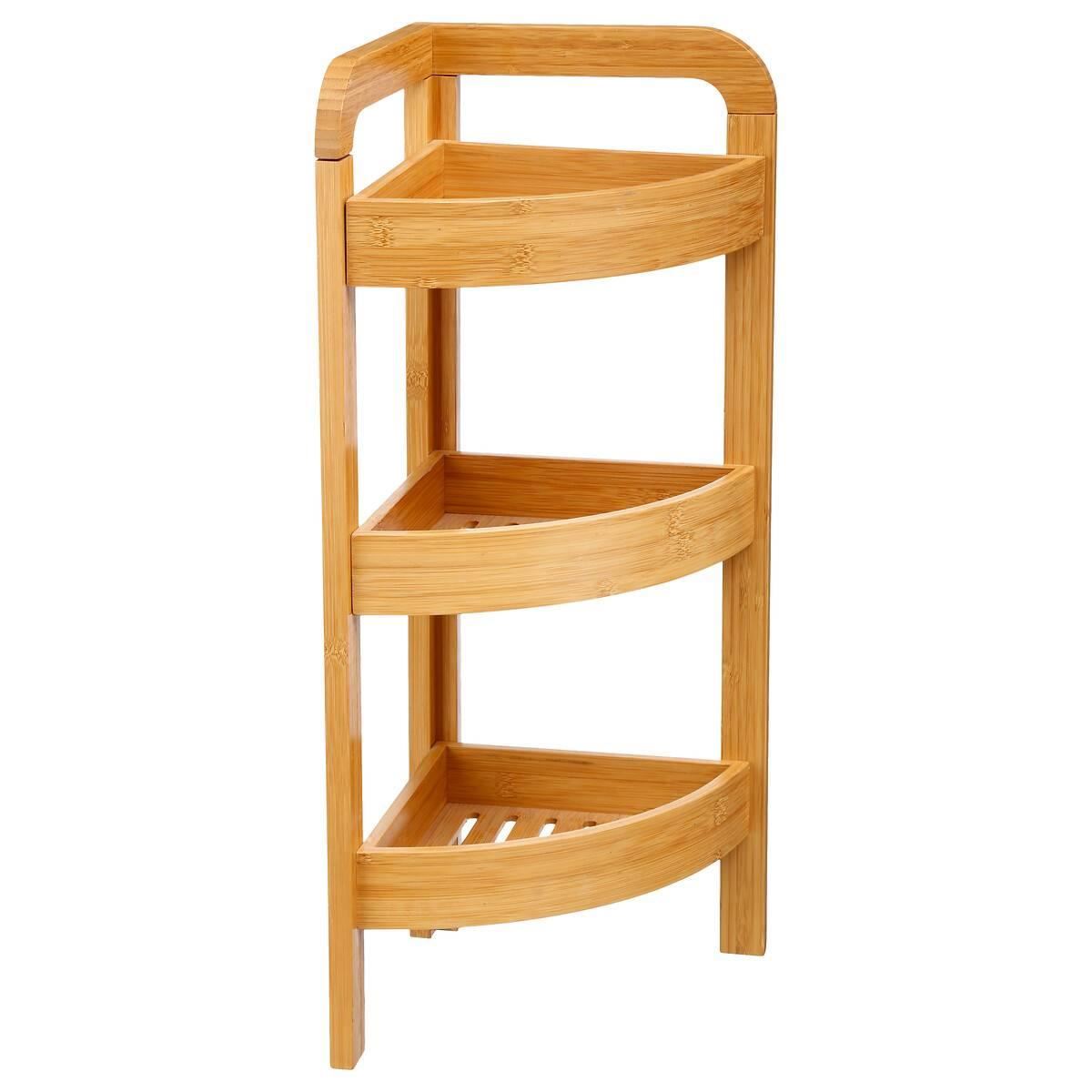 5Five Bamboe Doucherekje - Hoekmodel met 3 lagen - 23 x 61 cm - Lichtbruin