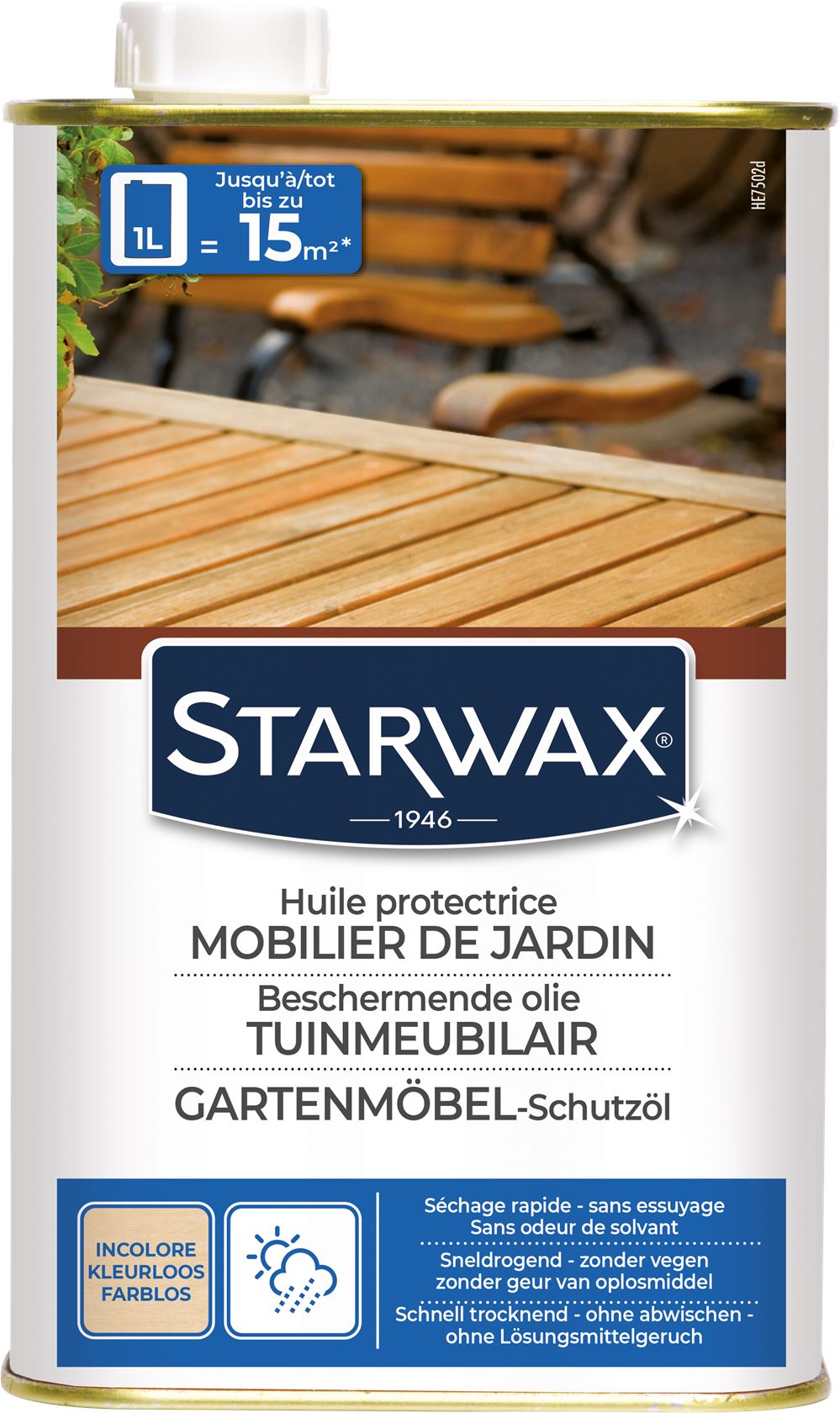 Starwax beschermende olie voor teak of exotisch hout - 1L afbeelding