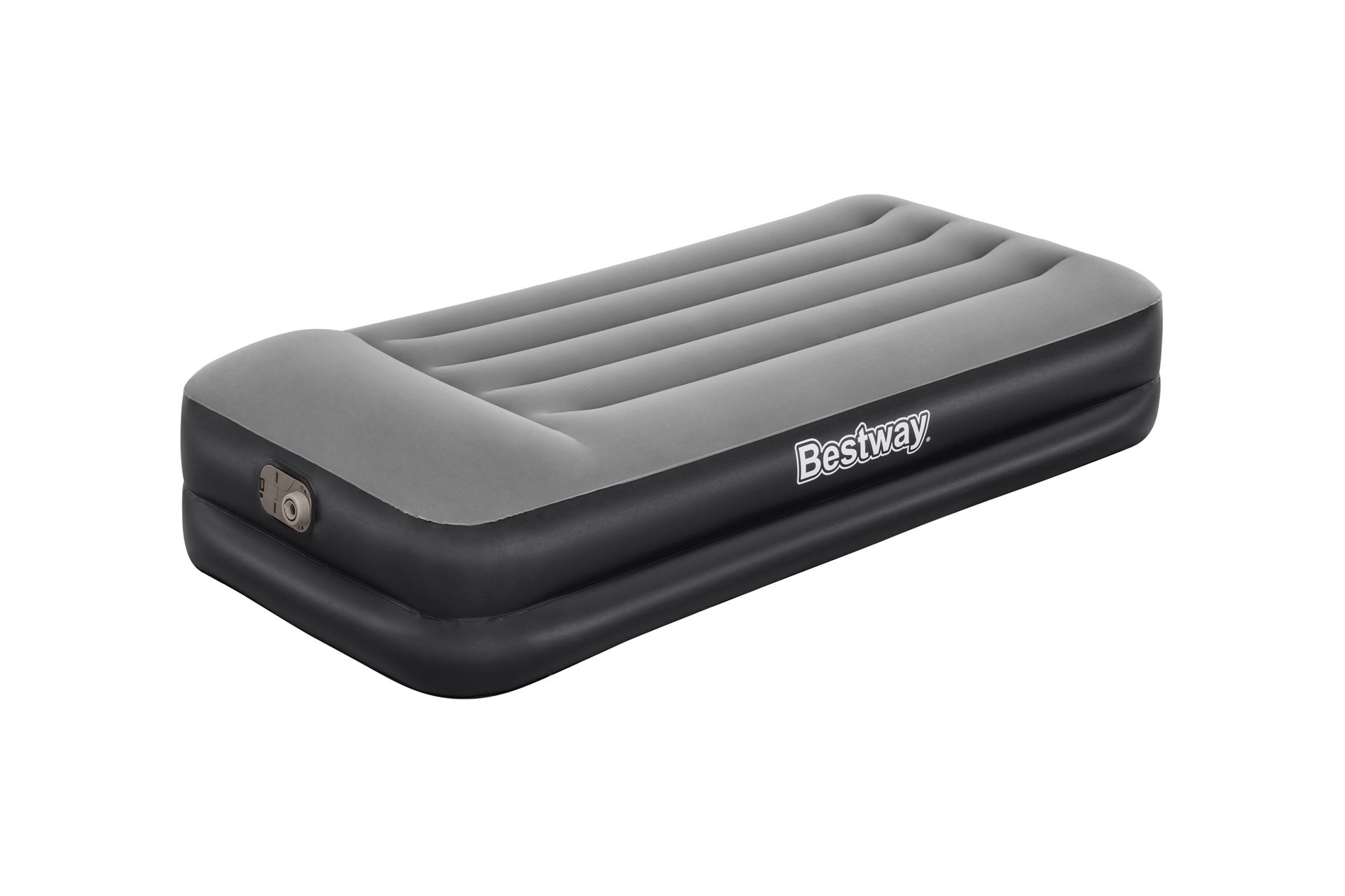 Bestway luchtbed'Tritech Twin'- 191x97x46 cm - met ingebouwde pomp, leegloopventiel en hoofdkussen - zwart/grijs afbeelding