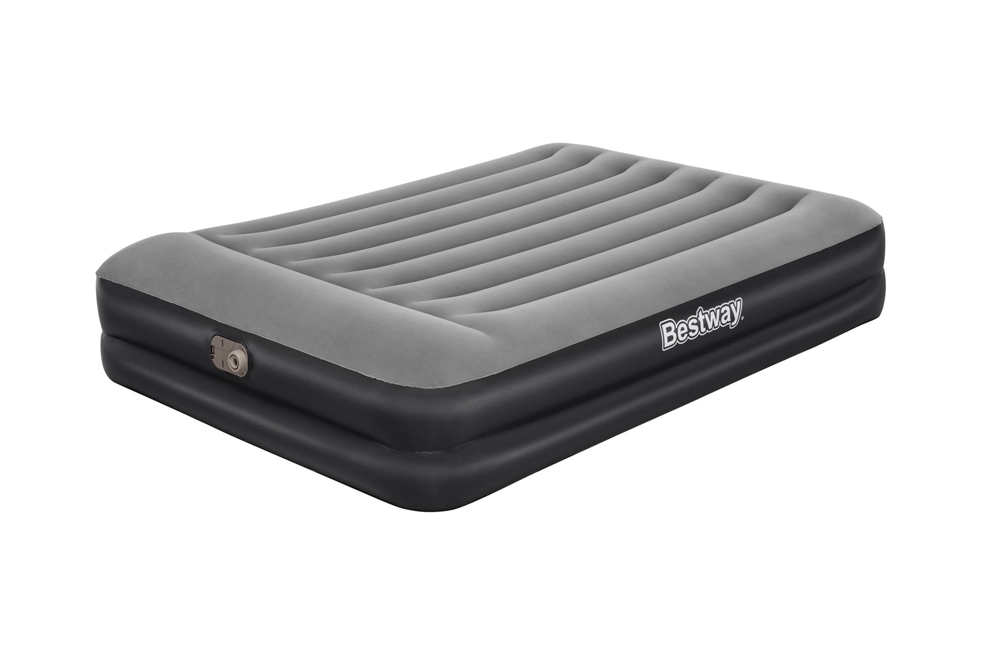Bestway luchtbed 'Tritech Queen' - 203x152x46 cm - met ingebouwde pomp, leegloopventiel en hoofdkussen - zwart/grijs