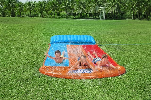 Bestway H2OGO! drievoudige waterglijbaan Tsunami Splash Ramp - 3 personen - L472 x B207,5 x H30,5 cm afbeelding
