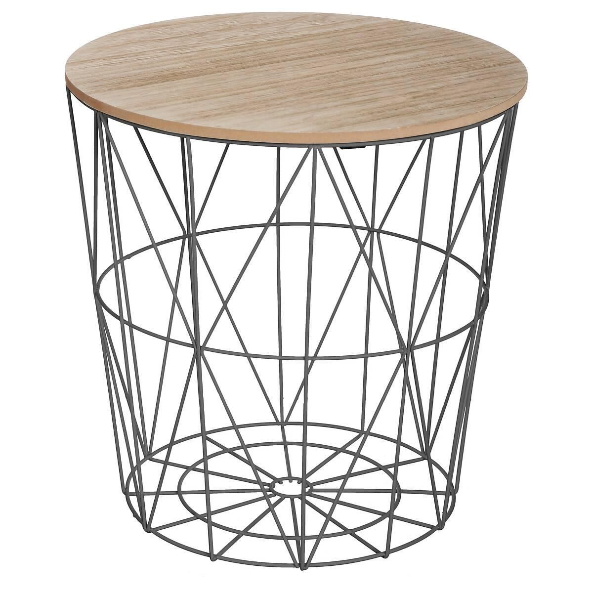 Atmosphera zwarte bijzettafel 'Kumi' met metalen poten - Diameter 39,5 x H41 cm