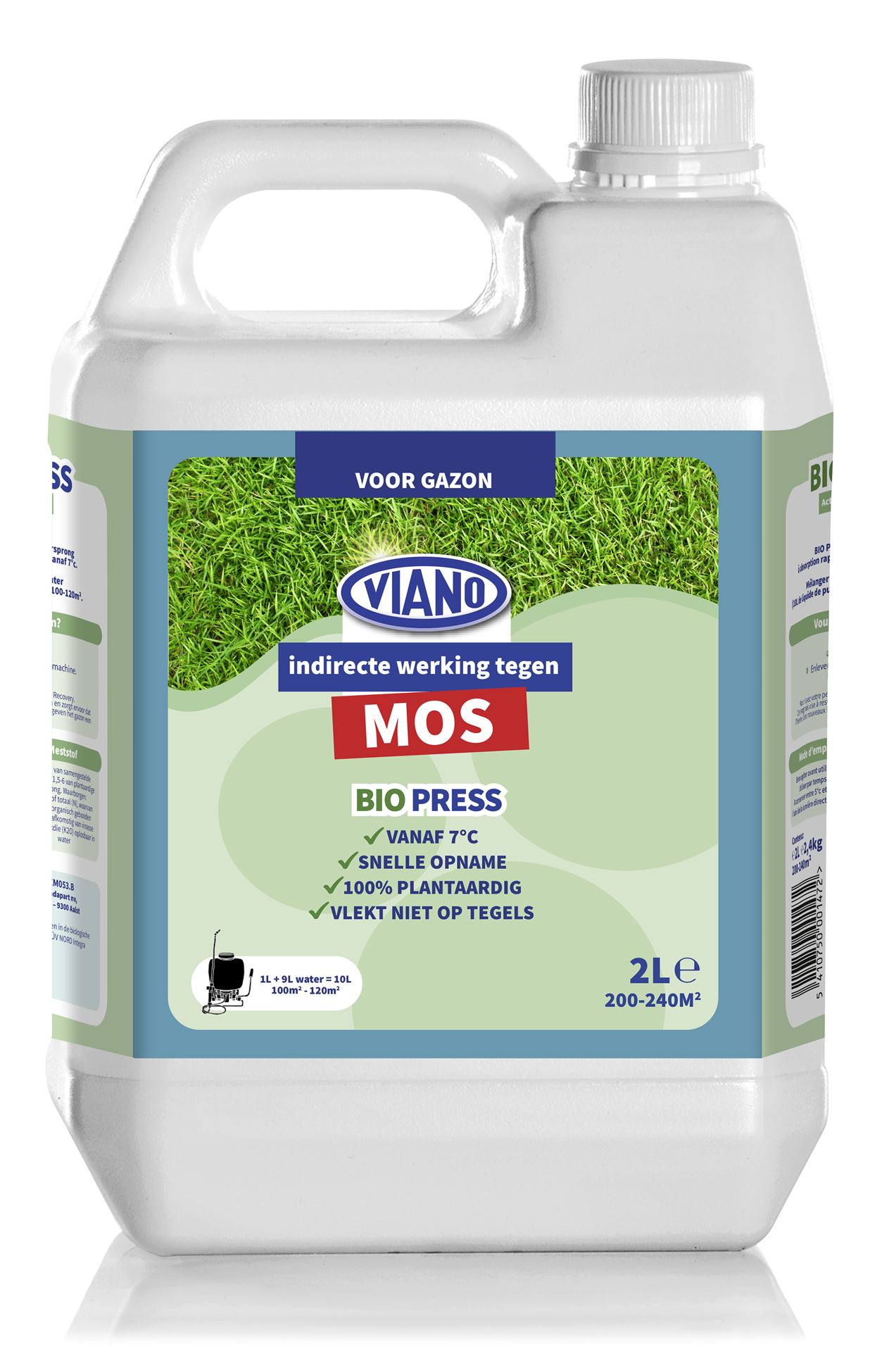 Viano Bio Press 2L voor 250m² - Biologische mosbestrijding in gazon afbeelding