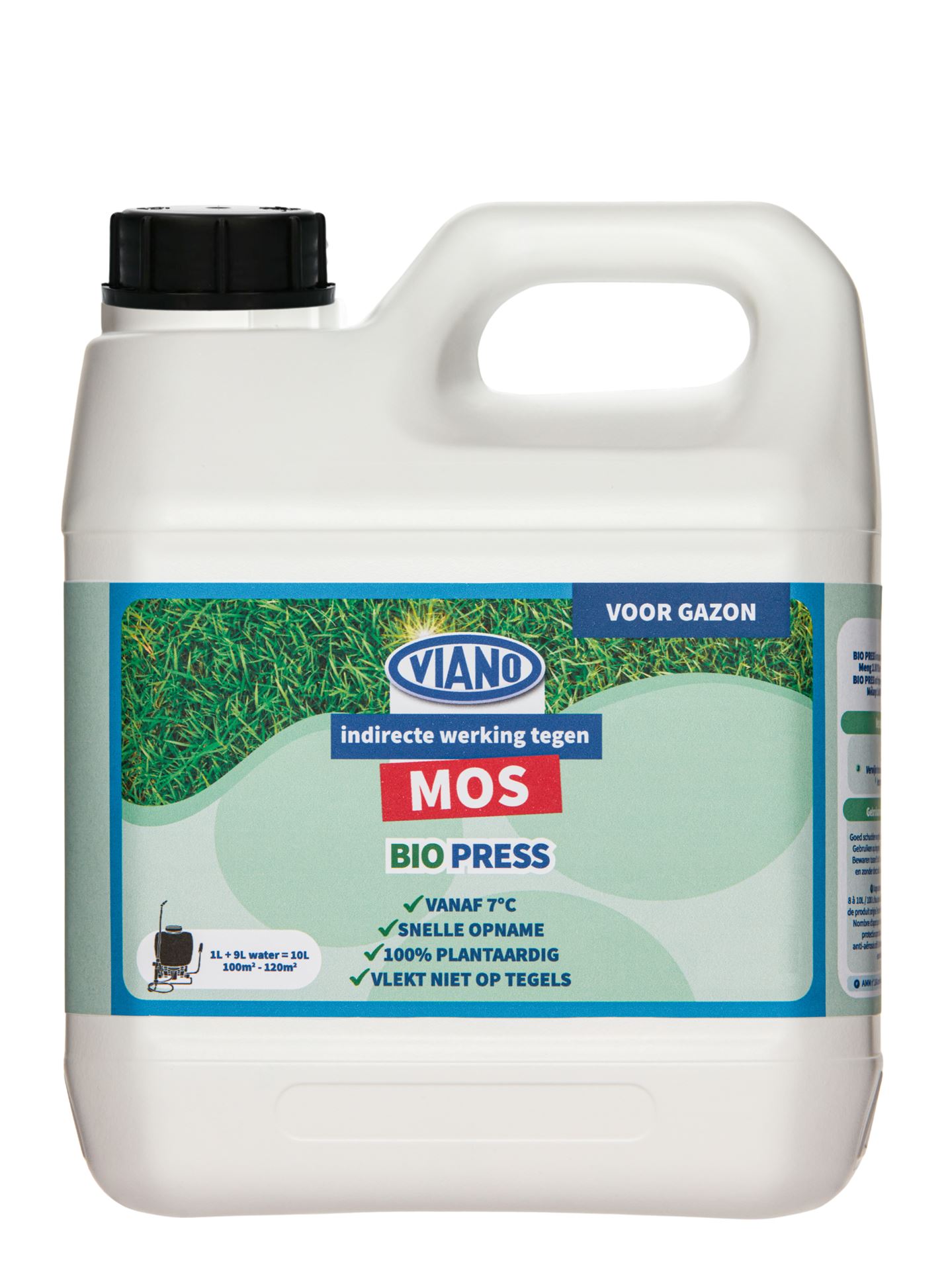Viano Bio Press 5L voor 600 m² - Biologische mosbestrijding in gazon afbeelding