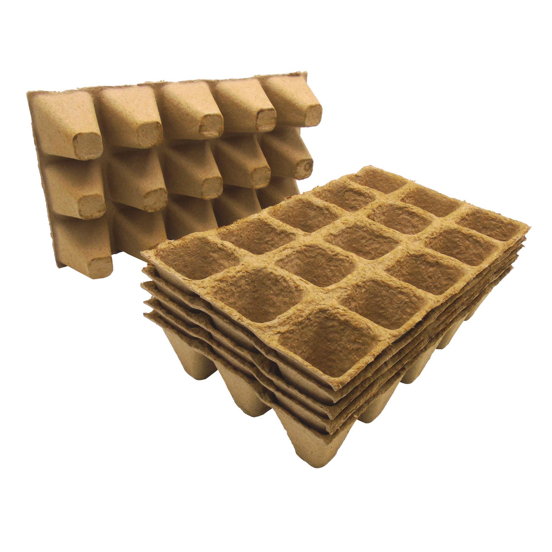 Nature biologisch afbreekbare kweekpotjes van houtvezel - H5 x 4 x 4cm - 6 trays (1 tray: 15 cellen) afbeelding