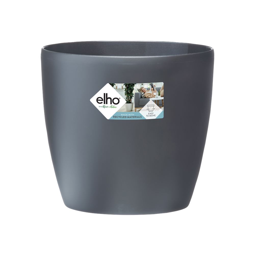 elho Brussels Rond Wielen 35 - Antraciet (Zwart) -Ø 35 x H 33 cm - Ideaal voor binnen - 100% gerecycled afbeelding