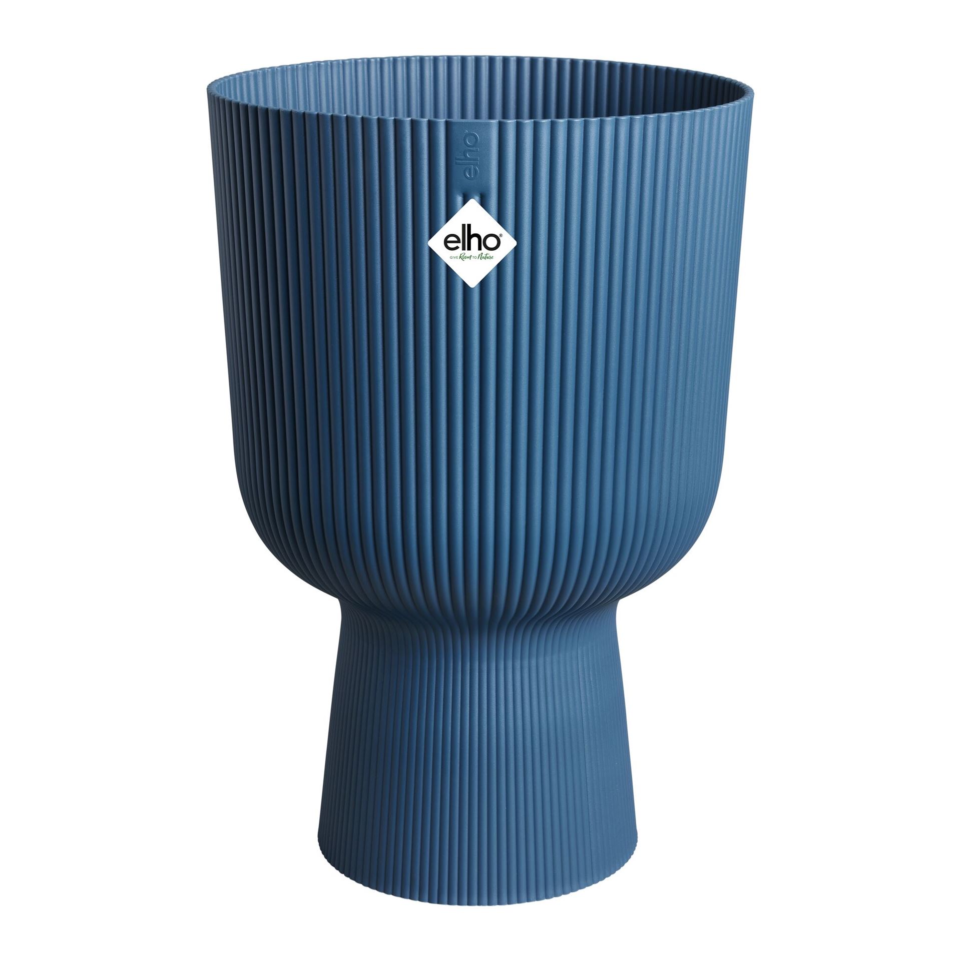 elho Vibes Fold Coupe Rond 30 - Diepblauw -Ø 30 x H 45 cm - Ideaal voor binnen - 100% gerecycled afbeelding