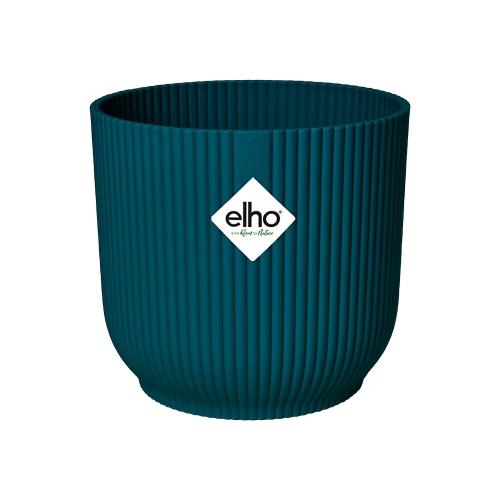 elho Vibes Fold Rond 25 - Diepblauw (Blauw) -Ø 25 x H 23 cm - Ideaal voor binnen - 100% gerecycled afbeelding