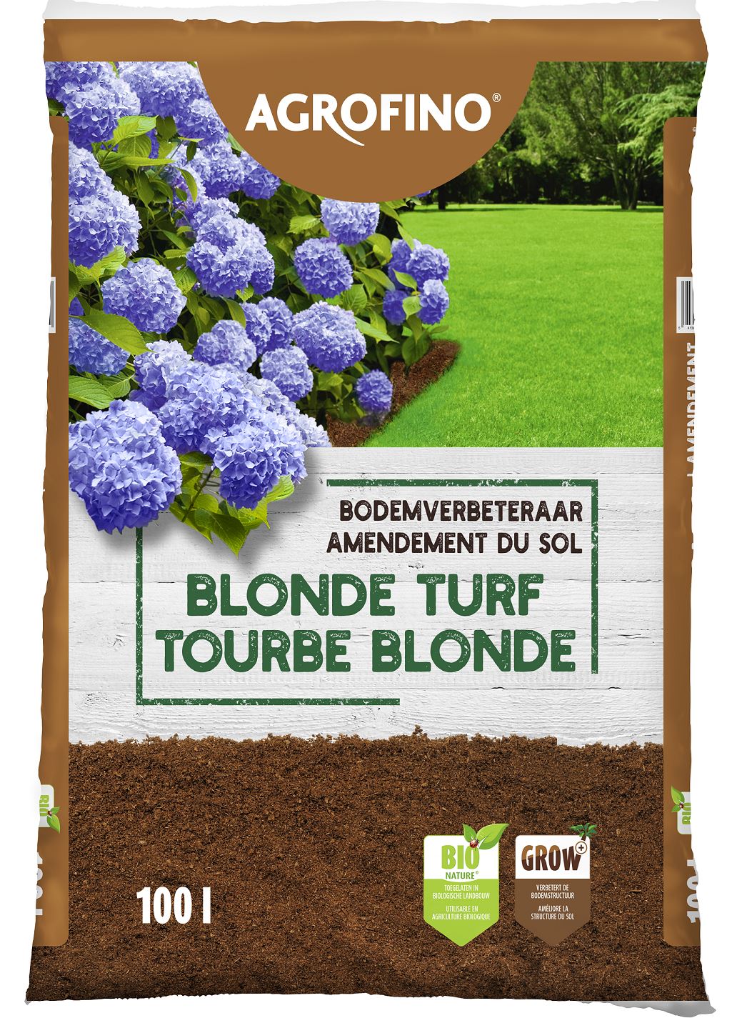 Agrofino Blonde Turf 100L– Verbeter de bodemstructuur | Ideaal voor gazon, planten&bloembedden afbeelding