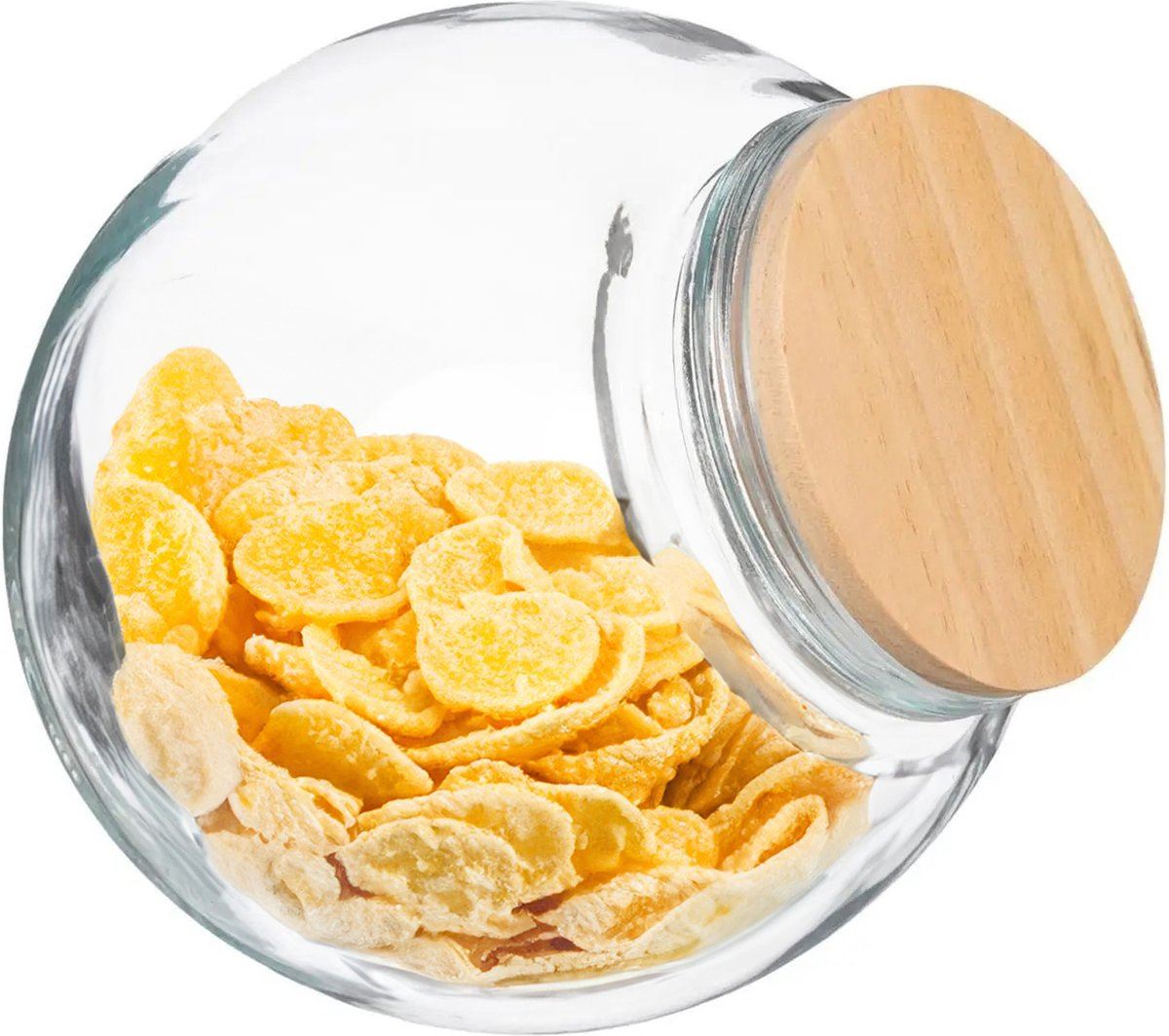 Secret de Gourmet glazen snoeppot met houten deksel - 2 liter - Voorraadpot afbeelding