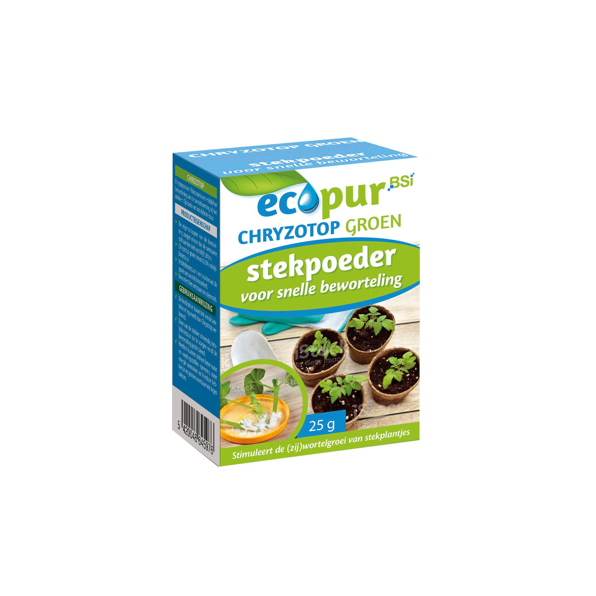 BSI Ecopur Chryzotop Groen Stekpoeder - Kamerplanten - Stekpoeder voor een betere wortelvorming bij planten - Plantenverzorging - 25 g afbeelding