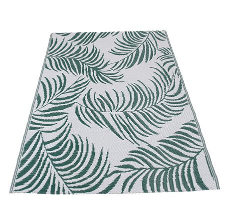 Anna's Collection buitentapijt - 118x180cm - Groen/wit - Van gerecycled materiaal afbeelding