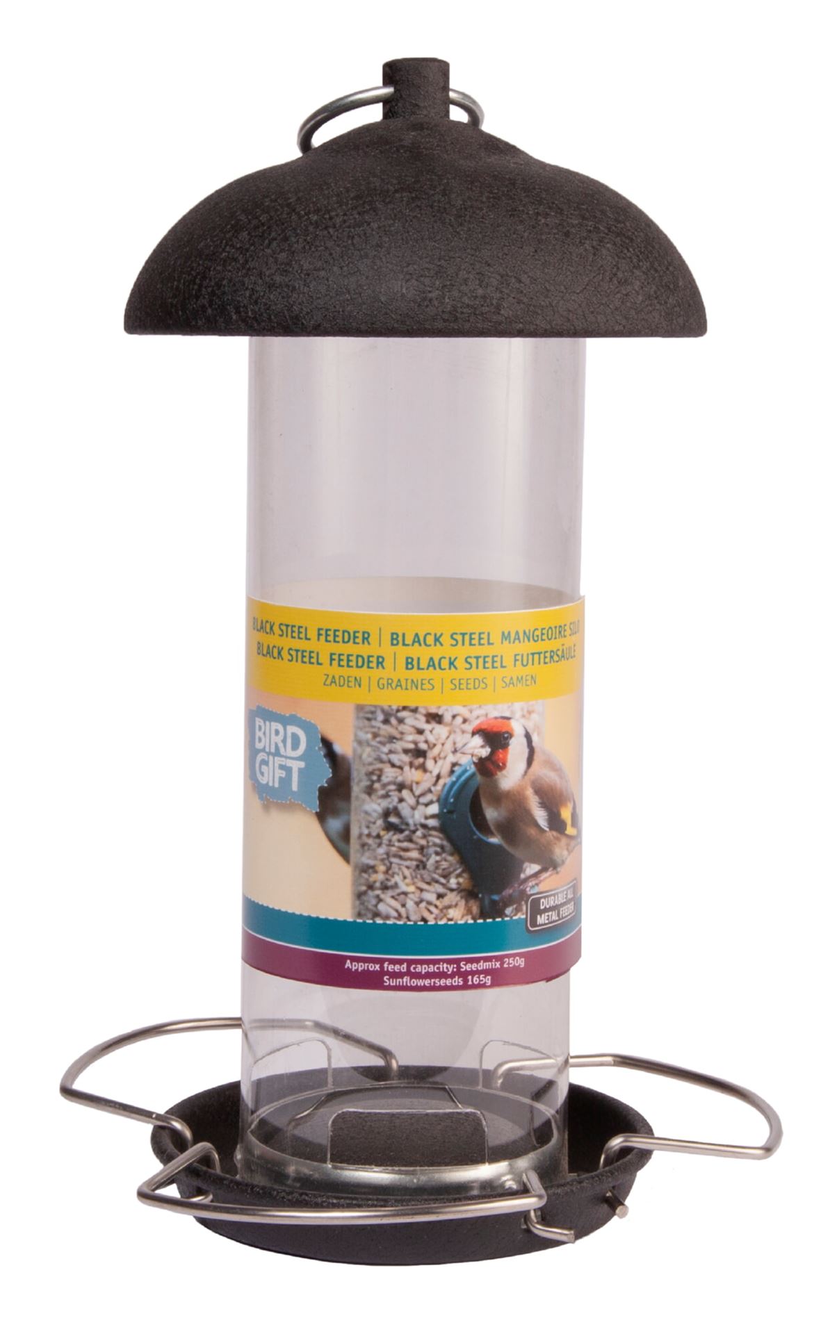 Bûten Gift - Blacksteel feeder voor zaden - H 19cm - zwart afbeelding