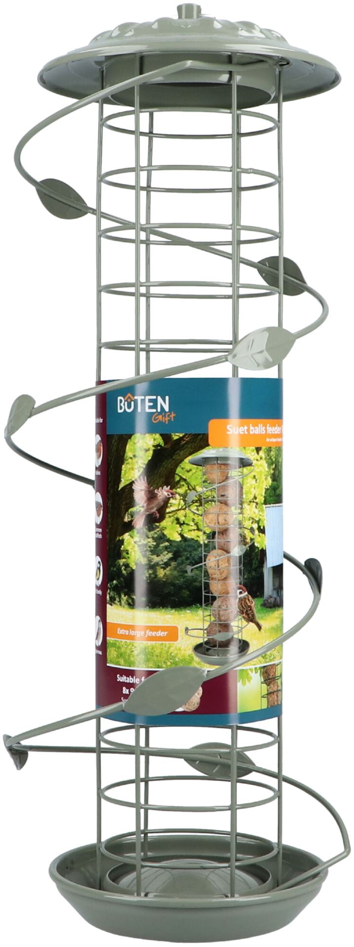 Bûten Gift feeder - XL vetbolhouder spiraal"Forest"voor 8 vetbollen - grijs afbeelding