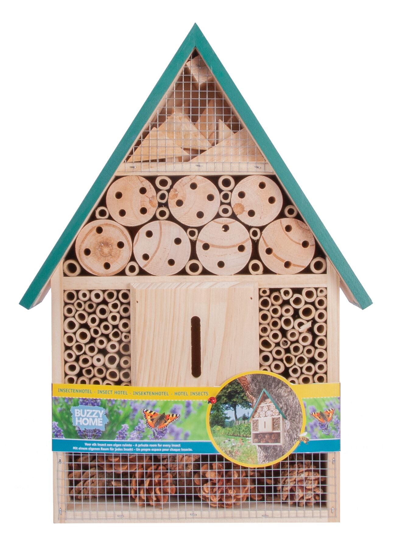 Bûten Home&Gift Insectenhotel met groen dak, 39.5cm hoog - 39,5x28x8,5cm afbeelding