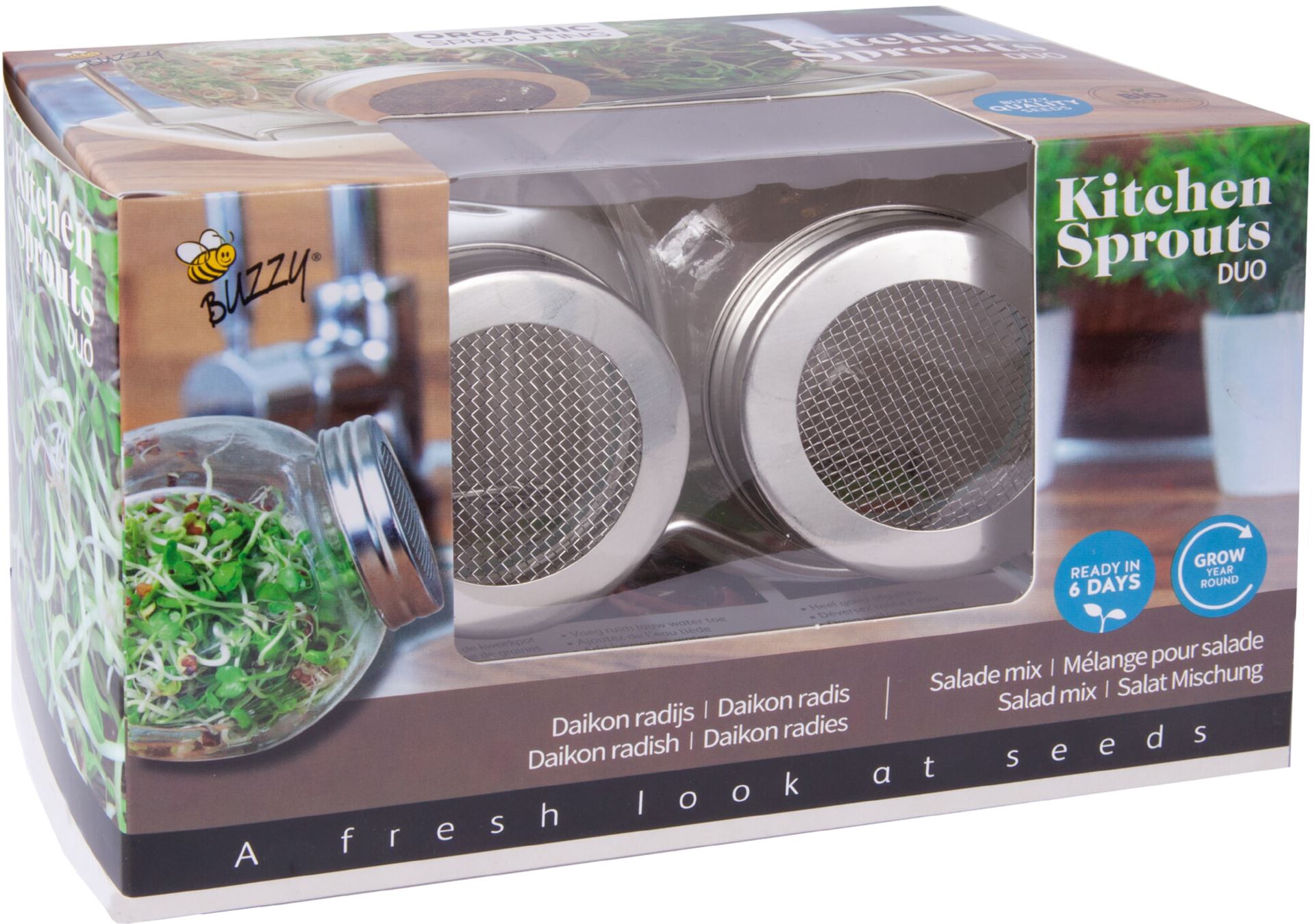 Buzzy® Bio Duo Spruitgroente potten met schaal afbeelding