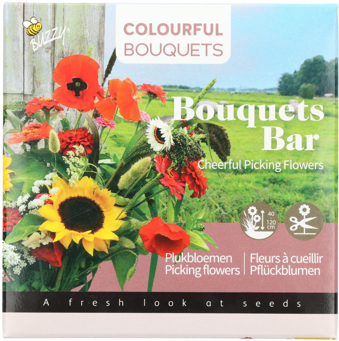 Buzzy Bouquets Bar Cheerful Picking Flowers (8) - Perfect Geschenk om Zelf te Kweken - Bevat Cocopress Tablet, Opkweekzak en Zaden afbeelding