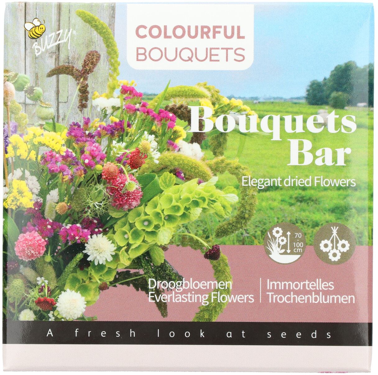 Buzzy Bouquets Bar Elegant Dried Flowers (8) - Charmant Geschenk met Sfeervolle Droogbloemen - Bevat Cocopress Tablet, Opkweekzak en Zaden afbeelding
